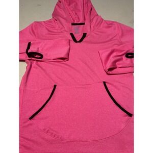 IKONIK Pink V Neck Long Sleeve Hoodie Thumbholes Kangaroo Pocket Activewear M